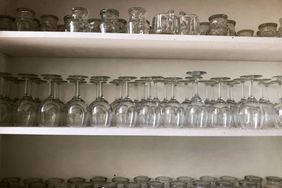Glassware stored upside down