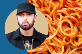 Eminem; spaghetti with red sauce