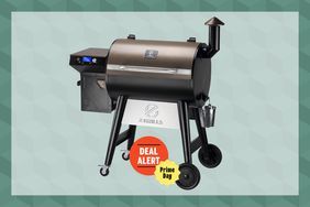A Z GRILLS Wood Pellet Grill Smoker against a green background.