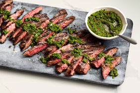 Grilled Skirt Steak with Mustard-Green Chimichurri