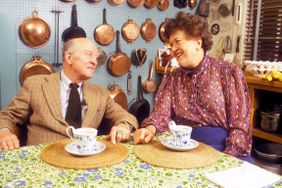 Julia Child and her husband Paul Child at their home in Cambridge, Massachusetts