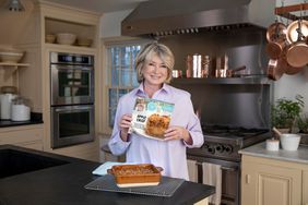 Martha Stewart in the kitchen with apple crisp