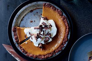 Pumpkin Cream Pie in a Chocolate Crust