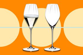 Best Champagne Glasses on a colored pattern background