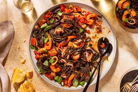 Squid Ink Pasta with Shrimp and Scallops